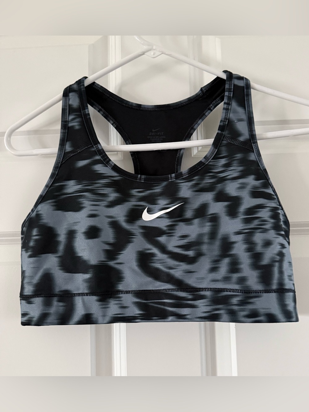 Nike Gray & Black Abstract Print Racerback Sports Bra